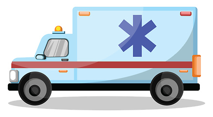 Image showing Cartoon style ambulance vehicle vector illustration on white bac