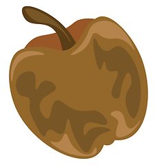 Image showing An unpleasant rotten cartoon apple in brown color vector or colo