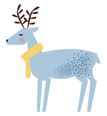 Image showing Blue deer with yellow scarf vector or color illustration