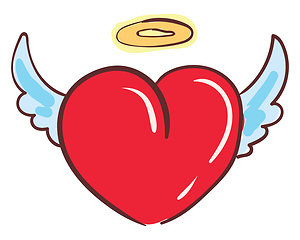 Image showing A winged red heart, vector color illustration.