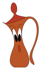 Image showing Cartoon of a suprised orange teapot vector illustration on white