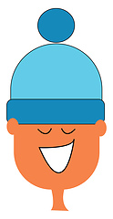 Image showing Cartoon boy in a blue woollen hat vector or color illustration