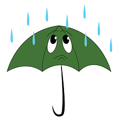 Image showing A red-colored folded cartoon umbrella vector or color illustrati