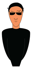 Image showing Security guard dressed in black with black sunglasses vector ill
