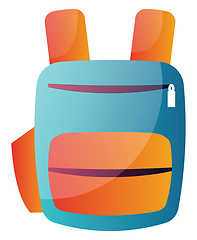 Image showing Blue and orange school backpack vector illustration on a white b