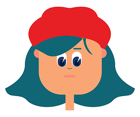 Image showing Cartoon girl in a red hat vector or color illustration