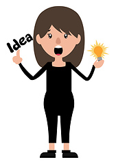 Image showing Cartoon woman with an idea illustration vector on white backgrou