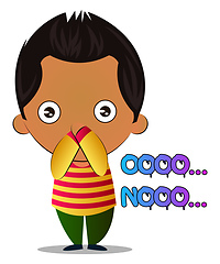 Image showing Boy is feeling worried, illustration, vector on white background