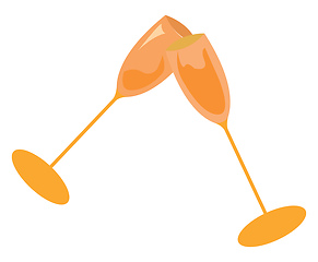 Image showing Two champagne glasses clinking vector or color illustration