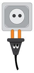 Image showing Unpluged plug with a smiling face vector illustration on a white