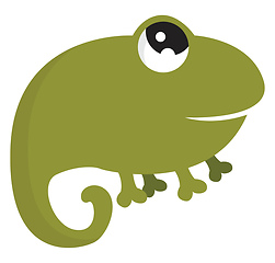 Image showing Cartoon funny laughing green chameleon vector or color illustrat