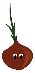 Image showing Onion with face and long leafs vector illustration on white back