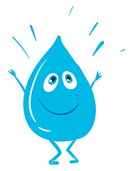 Image showing Cartoon funny happy water drop vector or color illustration