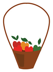 Image showing A basket of apples, vector color illustration.