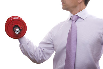 Image showing businessman lifting weights