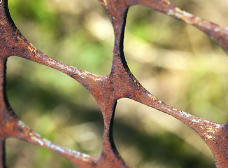 Image showing Rusty metal fence