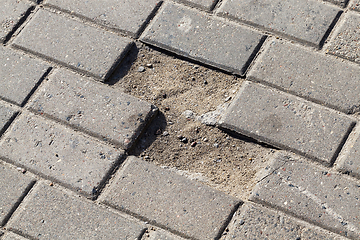 Image showing pedestrian tiles broken