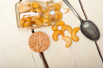 Image showing cashew nuts on a glass jar