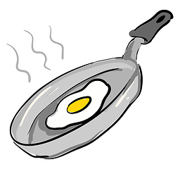 Image showing Grey pan with fried egg illustration vector on white background