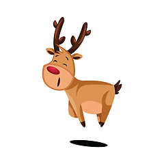 Image showing Joyful chrstmas deer jumping around vector illustration on a whi