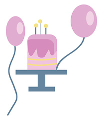 Image showing Cake and balloons to celebrate the birthday vector color drawing