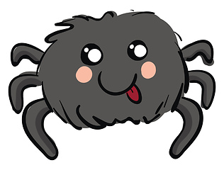 Image showing Cute smiling grey spider with red tounge out vector illustration