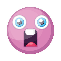 Image showing Supprised pink round emoji face vector illustration on a white b