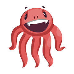 Image showing Cartoon octopus monster smiling white background vector illustra