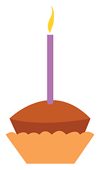 Image showing Cupcake with a candle vector or color illustration