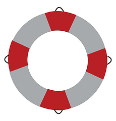 Image showing A red and white round support that keeps a person afloat in wate