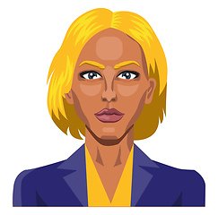 Image showing Girl with yellow hair and eyebrows illustration vector on white 