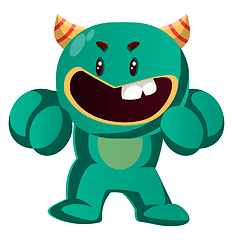 Image showing Angry green monster ready to fight vector illustration