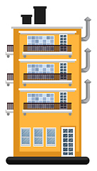 Image showing Cartoon orange building with three floors vector illustration on