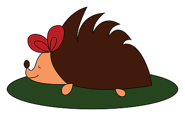 Image showing Hedgehog with a bow vector or color illustration