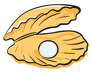Image showing Cartoon oyster with a pearl vector or color illustration