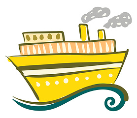 Image showing Yellow steam ship on the sea vector or color illustration