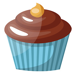 Image showing Chocolate cupcake with peanut butter on topillustration vector o