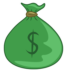 Image showing A green bag with $ vector or color illustration