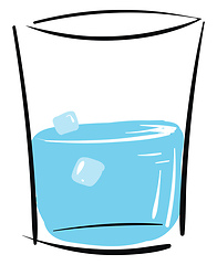 Image showing Simple vector illustration of a glass with water and ice cubes o