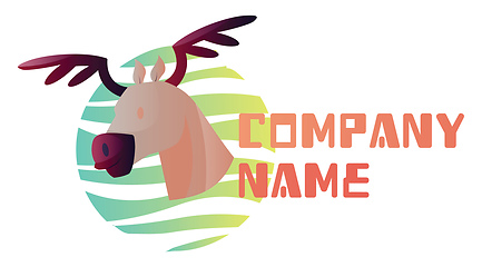 Image showing Simple vector logo design of a moose head inside colorful bubble