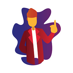 Image showing Vector character illustration of a doctor in red coat pointing f