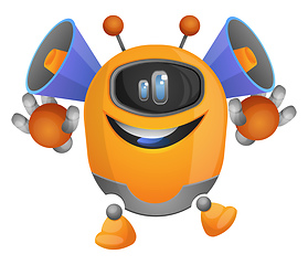 Image showing Cartoon robot with speakers on the head illustration vector on w
