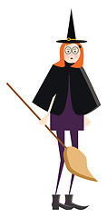 Image showing Lady in witch costume vector or color illustration