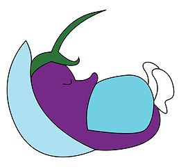 Image showing Sleeping eggplant illustration vector on white background 