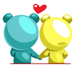 Image showing Blue and yellow bear in love illustration vector on white backgr