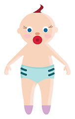 Image showing An adorable baby in blue-colored underwear vector or color illus