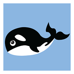 Image showing Cartoon of a killer whale sea animal vector or color illustratio