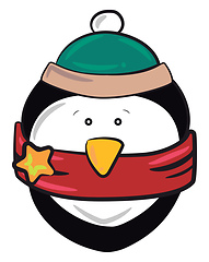 Image showing Penguin in Christmas dress vector or color illustration