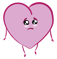 Image showing Emoji of a sad rose-colored heart set on isolated white backgrou
