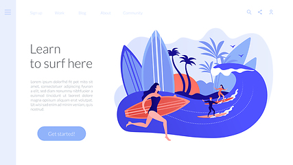 Image showing Surfing school concept landing page.